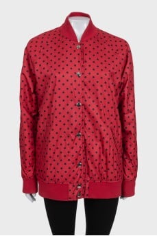 Polka dot print button-up jacket