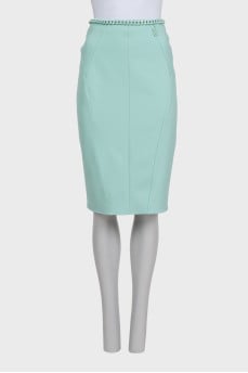 Blue skirt with a decorated belt