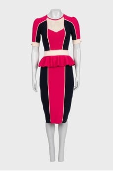 Fitted dress with a peplum