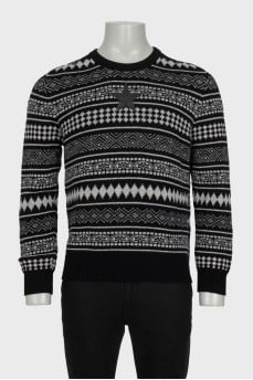 Men's black printed sweater