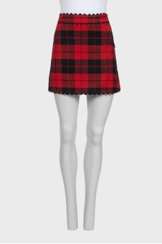 Checkered wool mini skirt