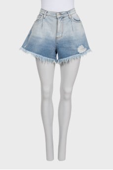 Distressed denim shorts