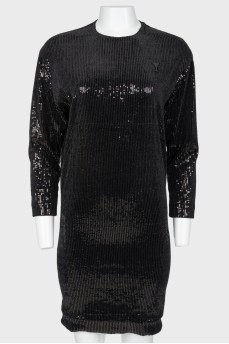Black midi sequins dress