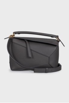 Dark gray leather Puzzle bag