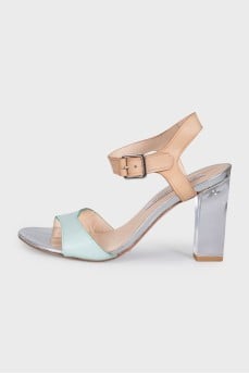 Light blue sandals with clear heels