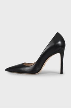 High-heeled leather pumps