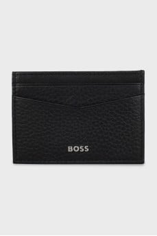 Men's leather cardholder with logo