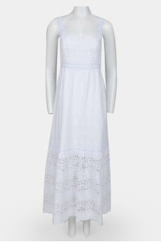 White maxi lace inserts sarafan