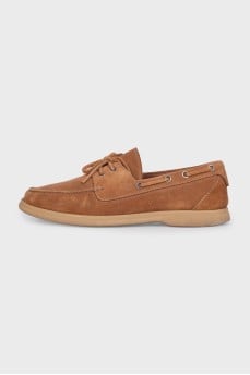 Brown suede lace-up loafers