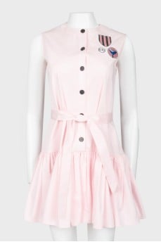 Pink straight cut flounce dress