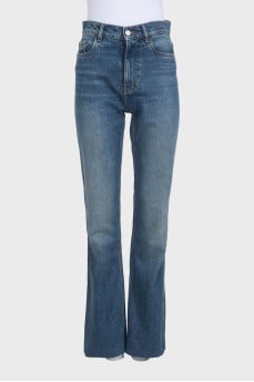 Синие джинсы straight fit с ремешком на кармане