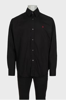 Men's straight-cut shirt with embroidered logo