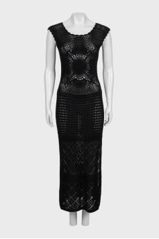 Fitted crochet dress with slits