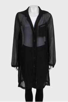Sheer button-up shirt dress