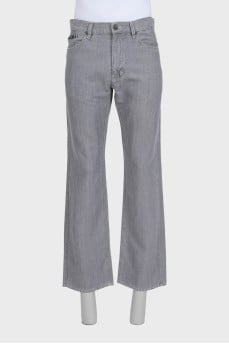 Men's wide-leg gray jeans