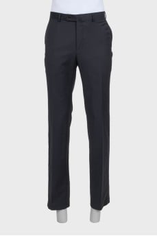 Men's black wool trousers with creases