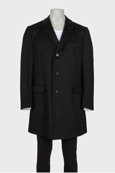 Men's straight-cut wool coat with buttons
