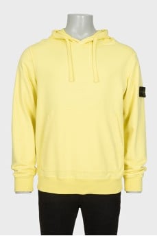 Men's yellow hoodie with branded patch