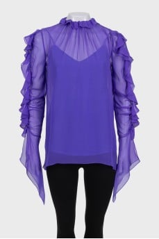 Long sleeve sheer blouse