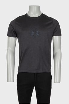 Men's gray T-shirt with embroidered logo