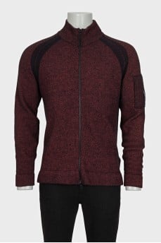 Men's zip-up cardigan with signature embellishment