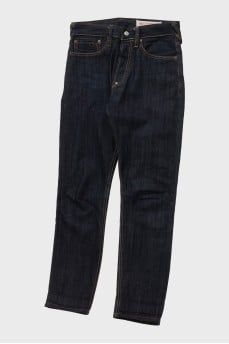 Men's button-down jeans decorated with embroidery