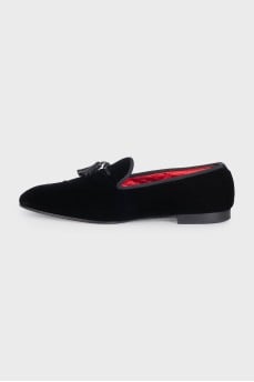 Men's velvet loafers with tassels