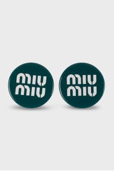 Green earrings with logo