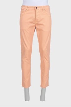 Men's orange straight-leg jeans