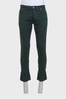 Men's green jeans with buttons