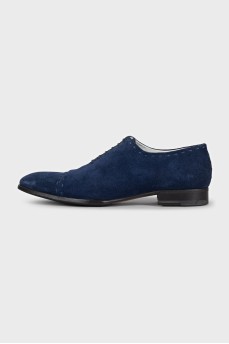 Men's blue suede lace-up shoes