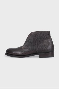 Men's brown leather lace-up boots