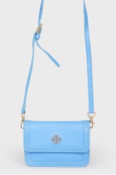 Leather blue bag on the buttons