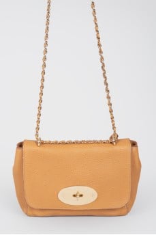 Brown leather bag on a swivel fastener