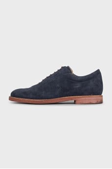 Men's blue suede lace-up shoes