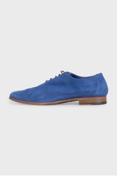Men's blue suede lace-up shoes