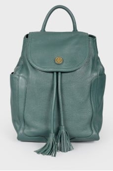 Emerald leather magnetic closure backpack