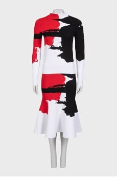 Three-color skirt suit with tag