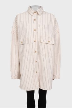 Біла джинсова сорочка oversize крою в смужку