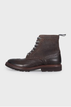 Men's brown leather and suede boots with tag