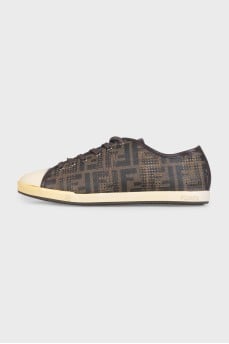 Men's leather monogram sneakers