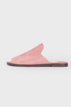 Suede mugles with an open toe