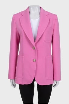 Pink single-breasted fitted jacket