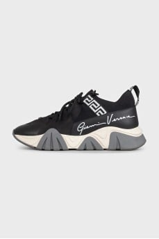 Men's leather and textile sneakers with a print