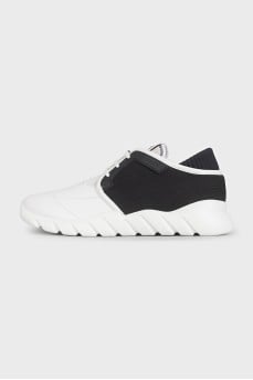 Men's leather and textile sneakers with tag