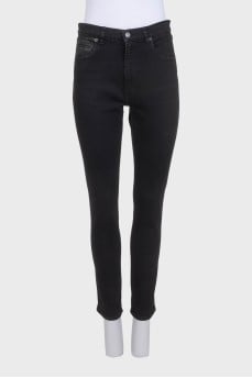 Black mid-rise skinny jeans