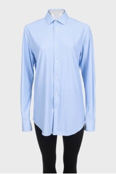 Men's light blue straight-fit button-down shirt