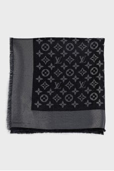 Men's silk and wool scarf with signature print