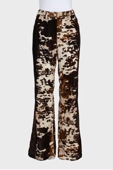 Straight-leg trousers in animal print