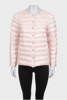 Pink quilted straight-cut jacket